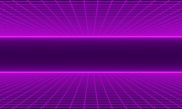 Glowing neon background Cyber grid neon lights