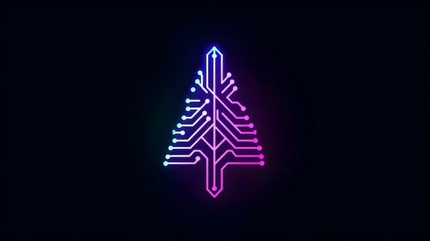 Photo glowing neon christmas tree futuristic digital holiday