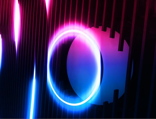 Glowing neon circle futuristic interior background