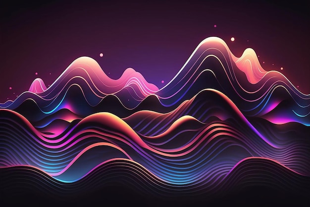 Glowing neon color wavy background illustration Generative ai