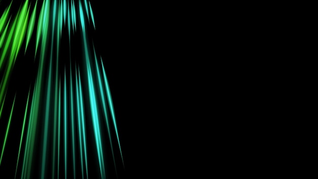 glowing neon green rays on a black background