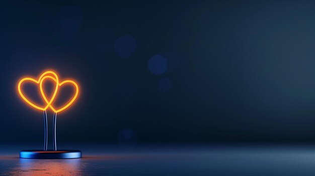 Photo glowing neon heart on dark background symbolizing love and connection