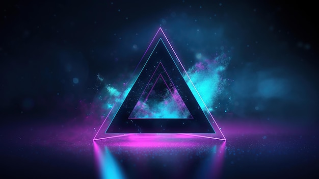 glowing neon triangle