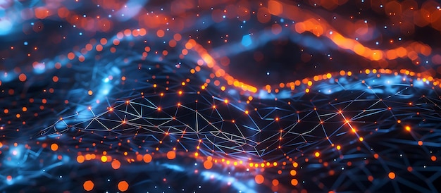 Glowing network designs symbolizing stock and technology convergence