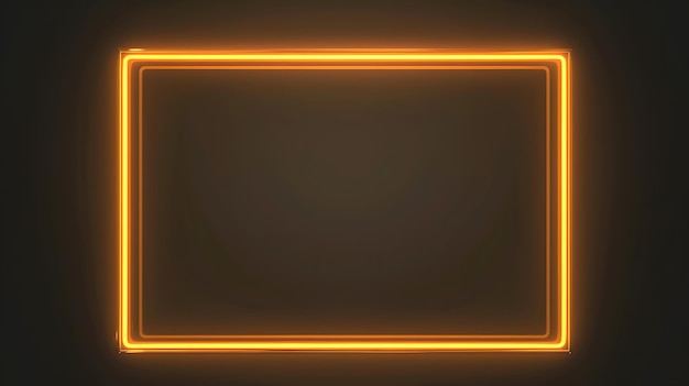 Photo glowing orange neon frame with a dark background