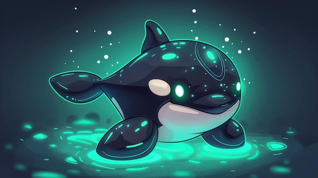 Glowing Orca in a Digital Sea