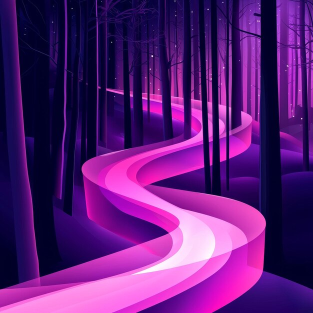 Photo glowing path through a forest