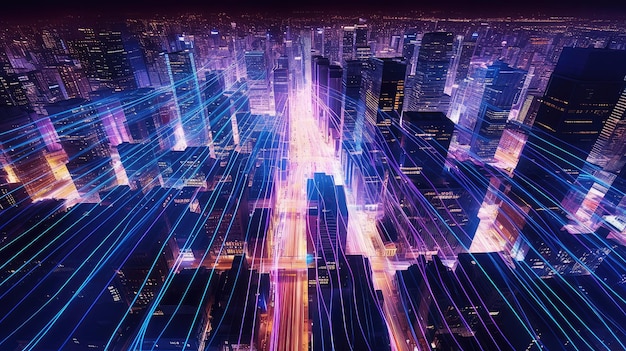 Glowing pathways photo realistic illustration generative ai