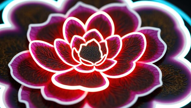 A glowing pink lotus flower symbolizing beauty and tranquility