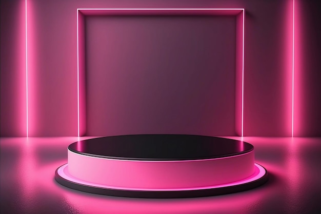 Glowing Pink A Modern Pedestal for Innovative Products Generative ai