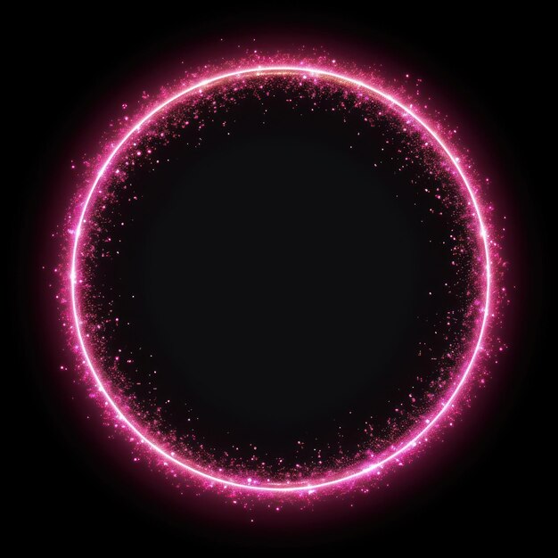 Photo glowing pink neon circle illustration