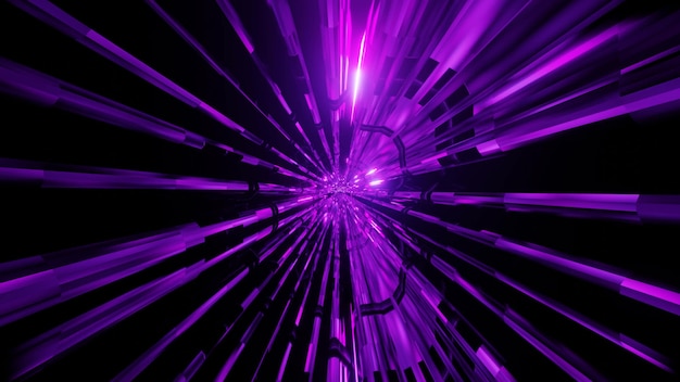 Glowing pink neon lights space scifi 3d illustration