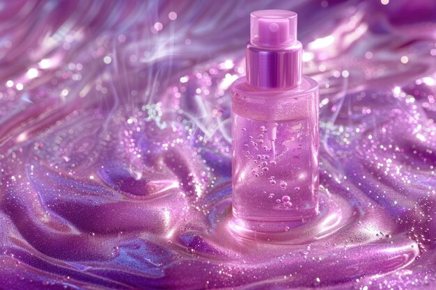 Glowing pink purple waves mermaid shimmering cosmetic miracle texture gel body spray