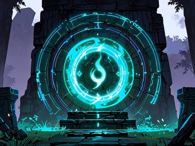 The glowing portal appears and feels magical in anime style