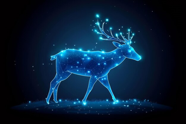 Photo glowing reindeer in the night