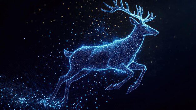 Photo glowing reindeer in the night