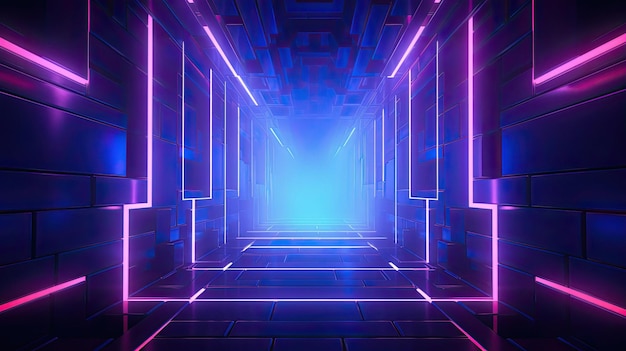 a glowing room with a purple and blue light.