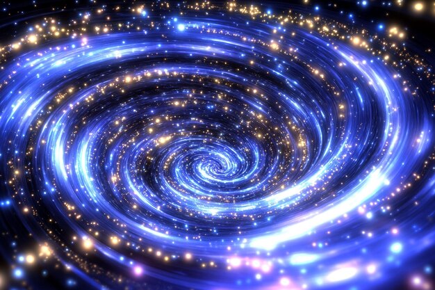 Photo glowing stardust swirl in a void