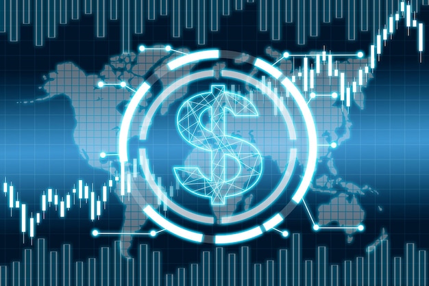 Glowing stock chart with dollar symbol