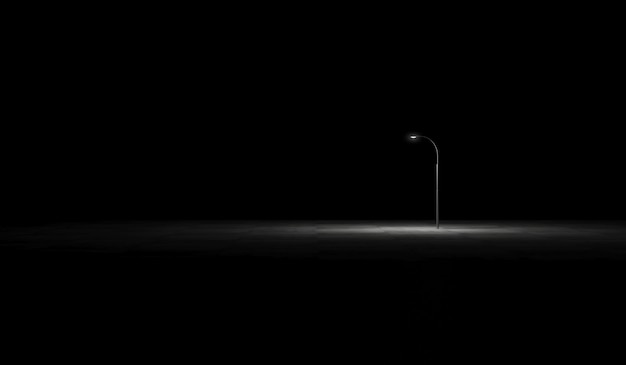 Glowing Street Lamp at Night