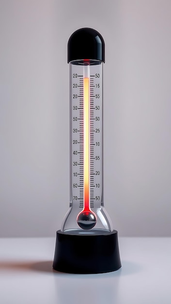 Glowing Thermometer Against Minimalistic Background