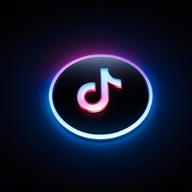 Photo glowing tiktok logo on a realistic 3d circle