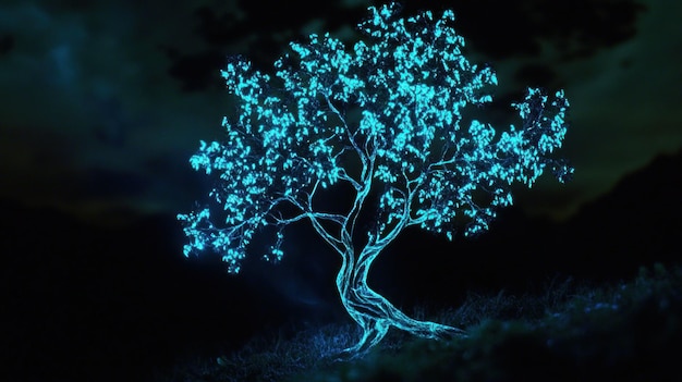 Photo glowing tree in the night