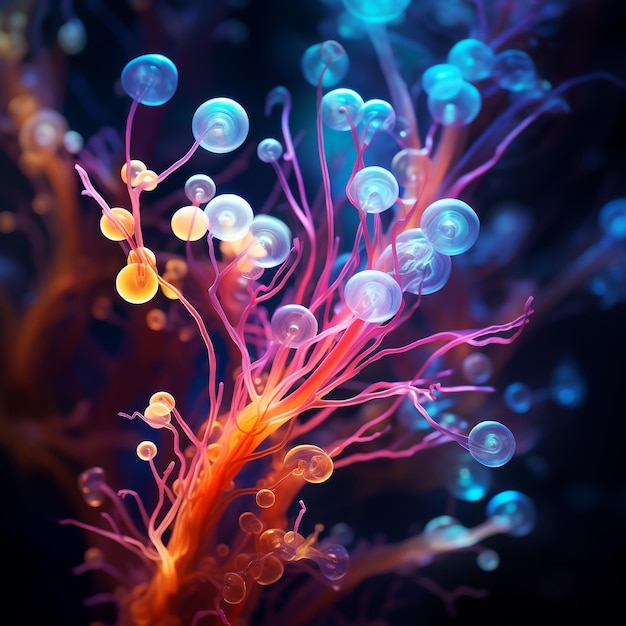 Glowing Underwater Mesmerizing Flow of Sea Plants in the Ocean