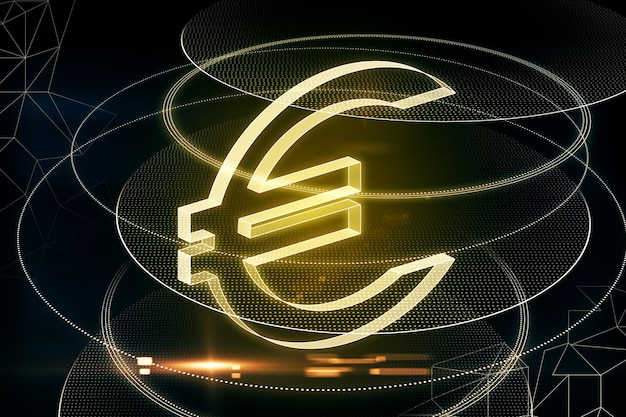 Glowing yellow euro sign