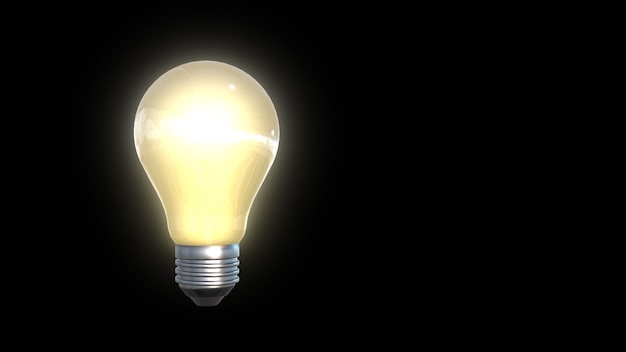 Glowing yellow light bulb as inspiration concept 3D illustration