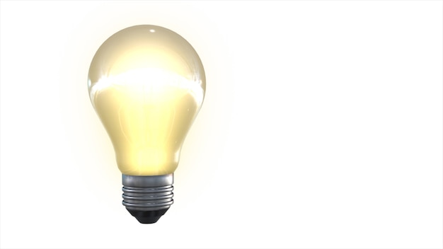 Glowing yellow light bulb as inspiration concept 3D illustration