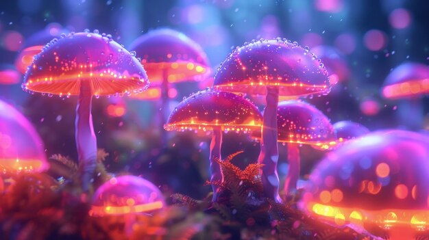 GlowintheDark Fantasy Forest with Bioluminescent Mushrooms