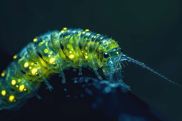 Photo glowworm larvae in the dark