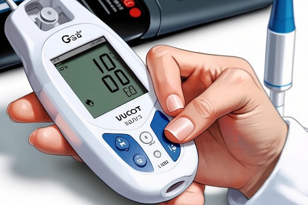 Photo glucometer hospital equipment to monitor blood sugar level