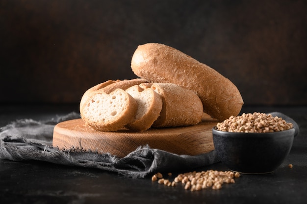 Gluten free healthy buckwheat bread on black