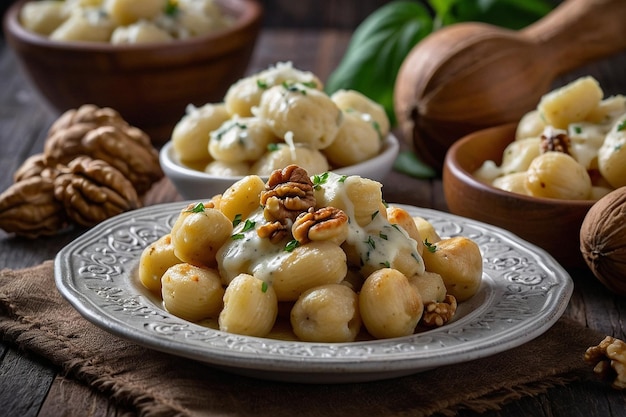 Gnocchi alla Gorgonzola with walnuts