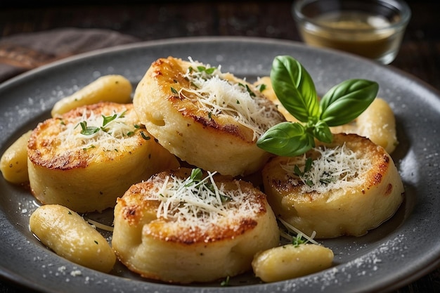 Gnocchi alla Romana baked with butter and Parmesan