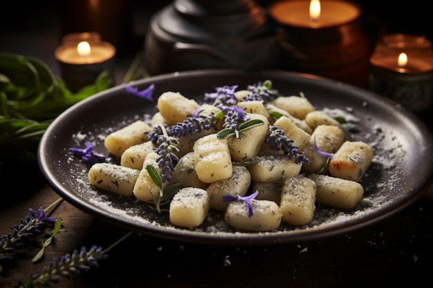 Gnocchi with Aromatic Lavender yummy delicious Gnocchi food image photography