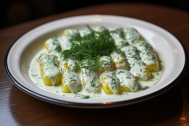 Photo gnocchi with creamy dill and lemon sauce