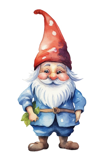 Gnomes watercolor clipart cute isolated on white background with Generative AI Technology