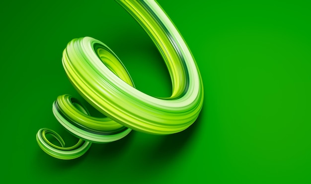 GO GREEN Concept abstract green swirl making a track for better environment 3d illustration