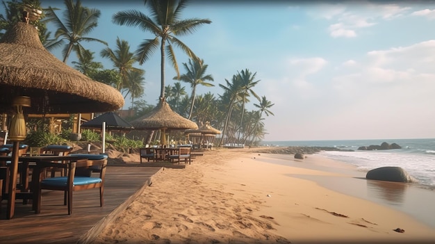 Goa beach side background for a goan seafood food festival promotionGenerative Ai