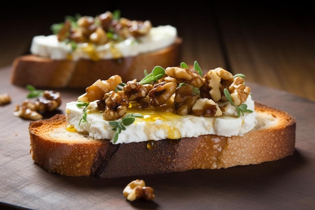 Goat Cheese Walnut Honey Bruschetta delicious Bruschetta food image photography