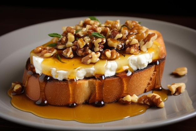 Goat Cheese Walnut Honey Bruschetta delicious Bruschetta food image photography