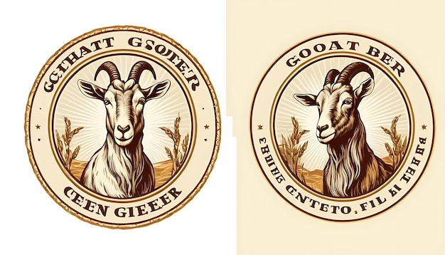 Photo goat farm emblem logo designgoat logo premium goat farm product logo design vintage cattle logo