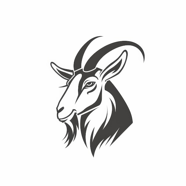 Photo goat head vector logo design template monochrome goat head vector illustration