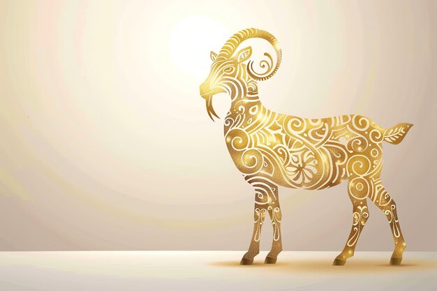 Goat illustration Arabic Eid Mubarak Background