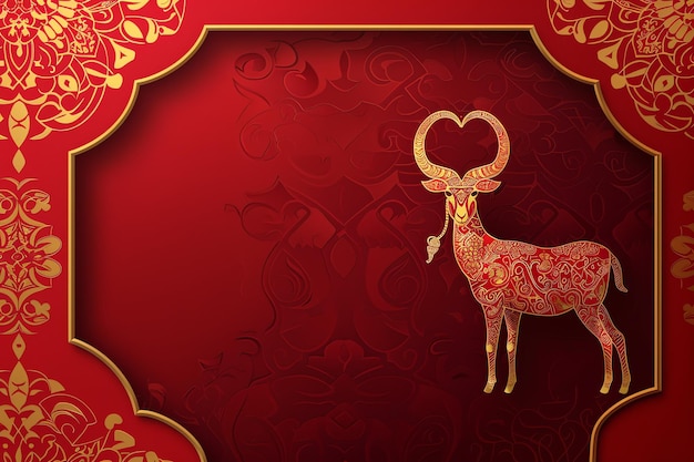 Goat illustration Arabic Eid Mubarak Background