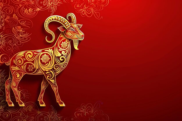 goat illustration Arabic Eid Mubarak Background