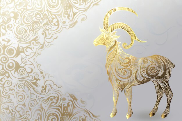 goat illustration Arabic Eid Mubarak Background